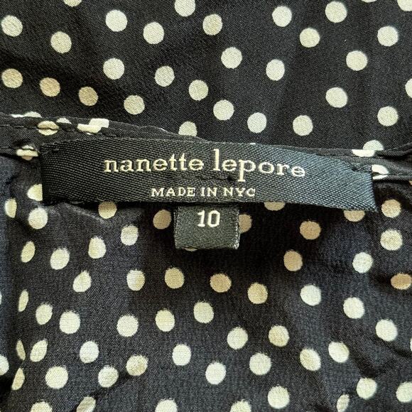 Nanette Lepore 10 White Polka Dot on Black 100% Silk Cami Top - Picture 4 of 5